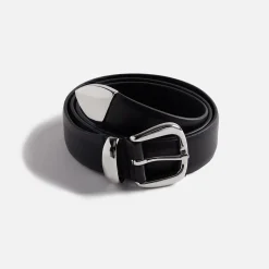 Tanned Leather Belt With Metal Tip And Keeper