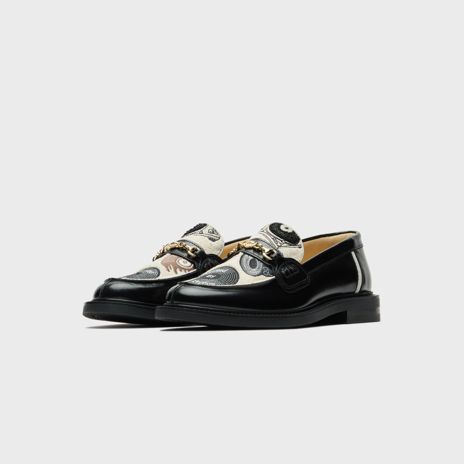 Vinyl Embroidered Leather Loafers