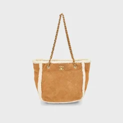 WGACA Chanel Shearling Coco Neige Shopping Tote Small