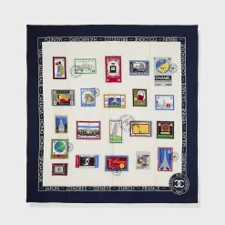 WGACA Chanel Stamps of The World Silk Scarf