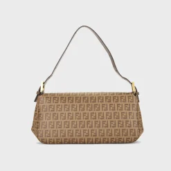 WGACA Fendi Zucchino Spalmati Vitello Forever Baguette Shoulder Bag