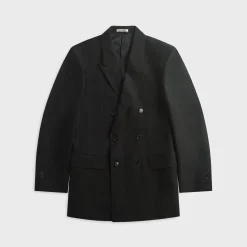 Wool Cotton Linen Ox Double-Breasted Jacket