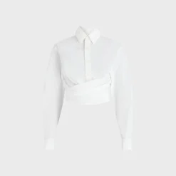 Wrapped Fly Away Collar Cropped Shirt